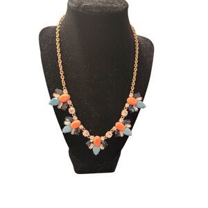 J. CREW statement necklace coral and blue